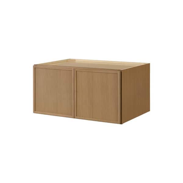 Leyton 36 in. W x 24 in. D x 18 in. H Ready to Assemble Plywood Slim Shaker Wall Bridge Kitchen Cabinet in White Oak