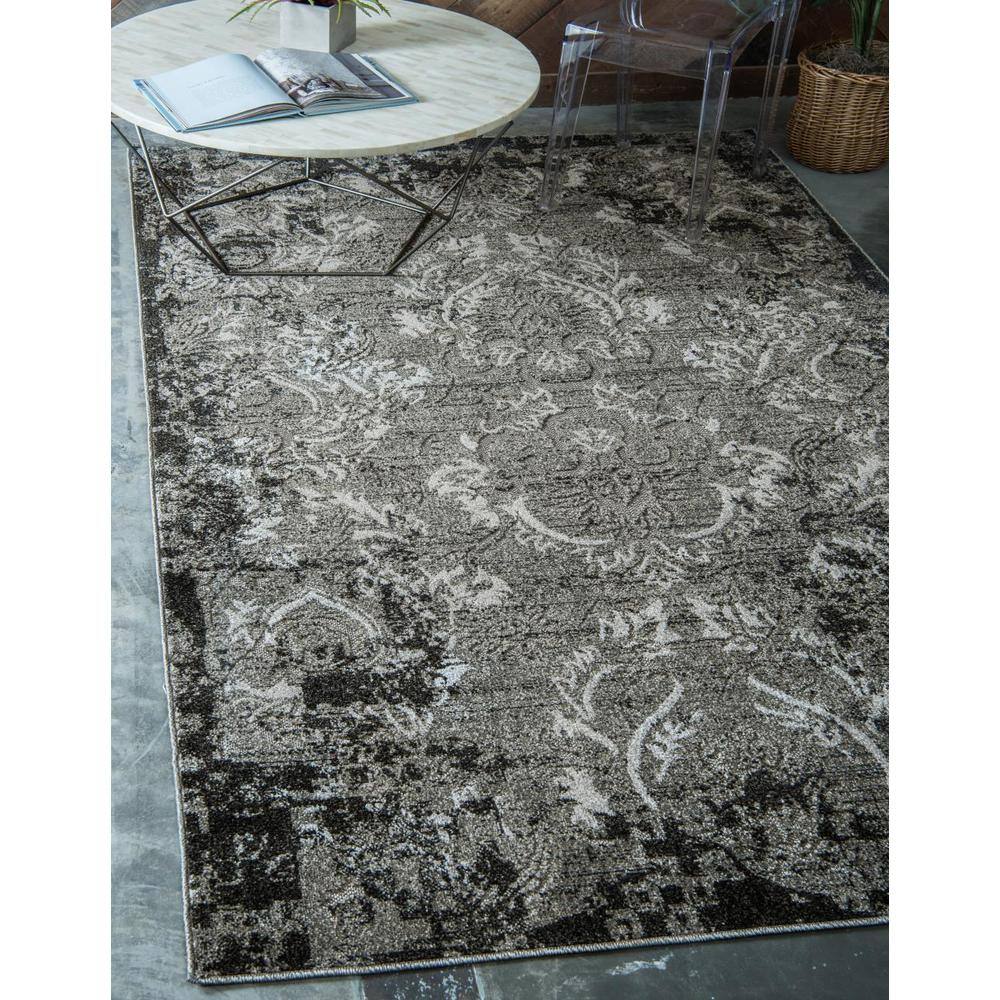 Gray Abstract Botanical 9' x 12' Outdoor Synthetic Area Rug