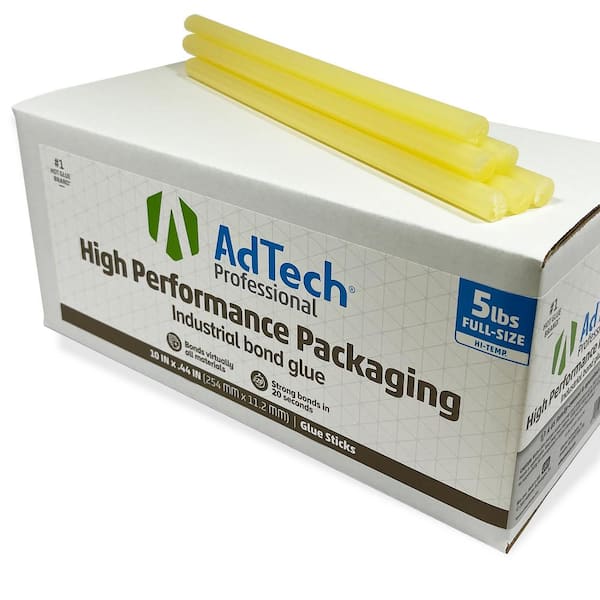 AdTech 10 in. Glue Sticks Professional High Performance Packaging Industrial Bond High Temp Hot Amber (5 lbs. Bulk Pack)