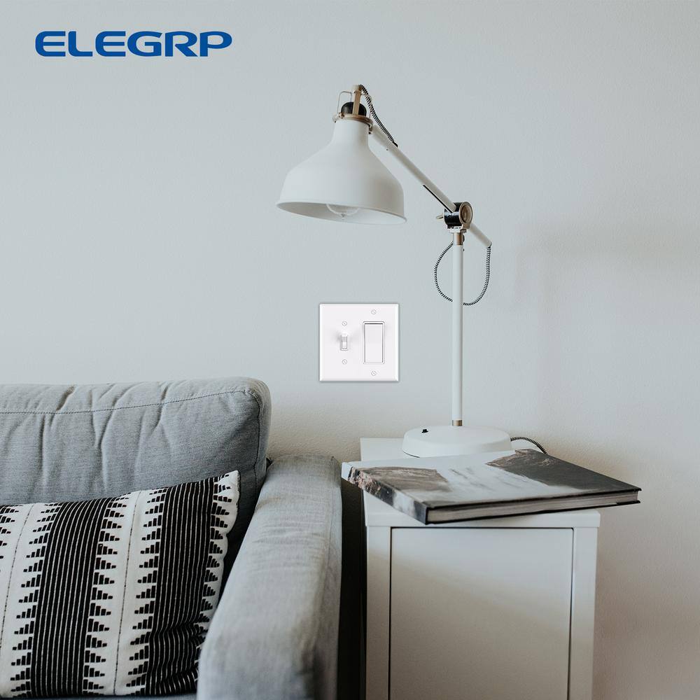 White Plastic 2-Gang Toggle and Decorator Wall Plate Set