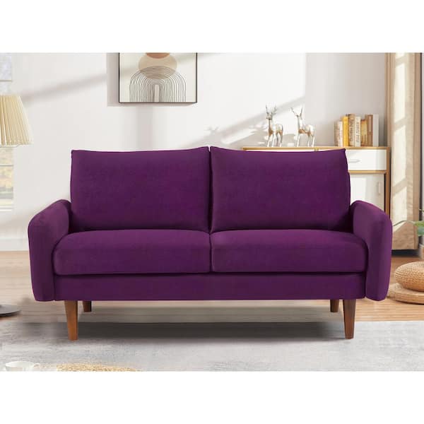 US Pride Furniture Valarie 58 in. Eggplant Purple Velvet 2-Seater Loveseat with Tapered Legs