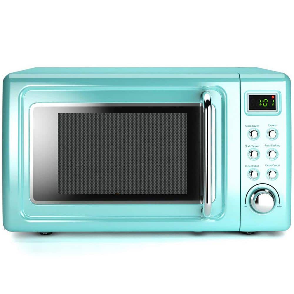 Costway Retro 0.7 cu. ft. Countertop Microwave in Green with Timer ...