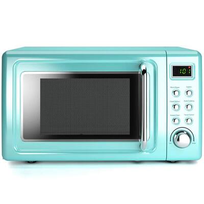 Retro 0.7 cu. ft. Countertop Microwave in Green with Timer Child Lock and LED Display-700 W
