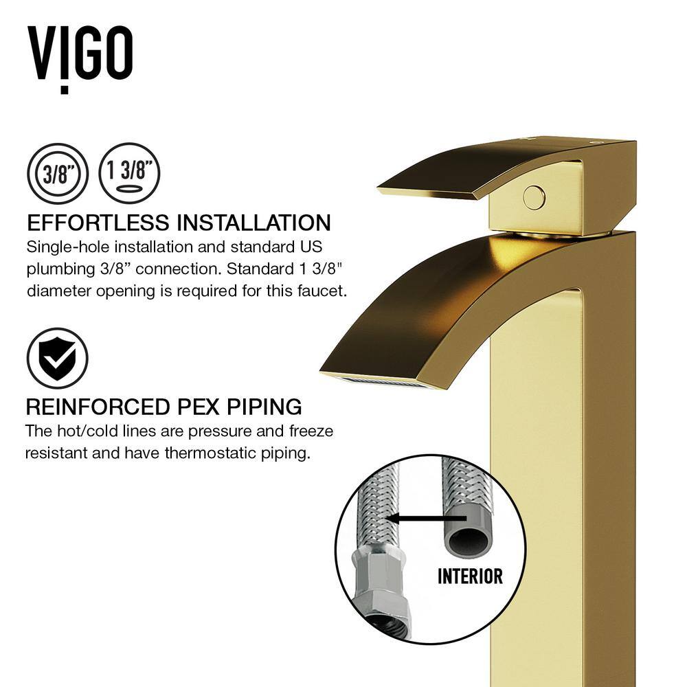 Matte Gold Single-Handle Waterfall Vessel Bathroom Faucet