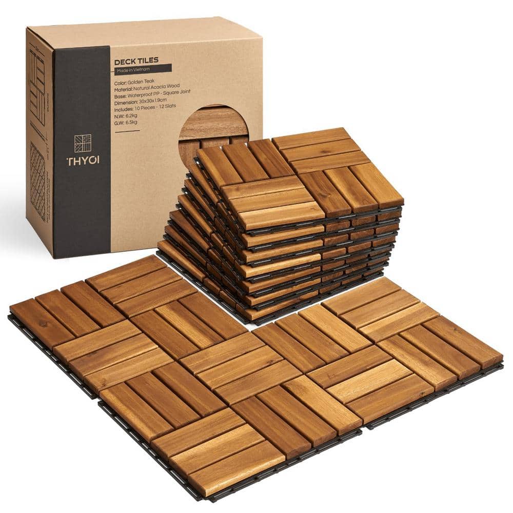 10-Piece 12 in. x 12 in. Interlocking Deck Tiles, Patio Flooring Outdoor Wa