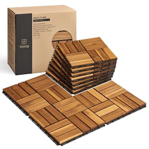 10-Piece 12 in. x 12 in. Interlocking Deck Tiles, Patio Flooring Outdoor Waterproof for Balcony, Backyard