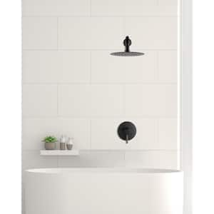Round 1-Spray Patterns with 1.8 GPM 8 in. Wall Mount Rain Fixed Shower Head in Matte Black