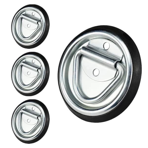 4-Piece 4 in. Steel D-Ring Tie Down Anchors with Galvanized Surface for Trailers Trucks Secure Cargo 2000 lbs.