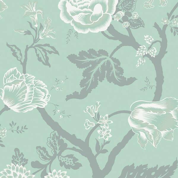 The Wallpaper Company 8 in. x 10 in. Sea Breeze Large Floral Trail Wallpaper Sample
