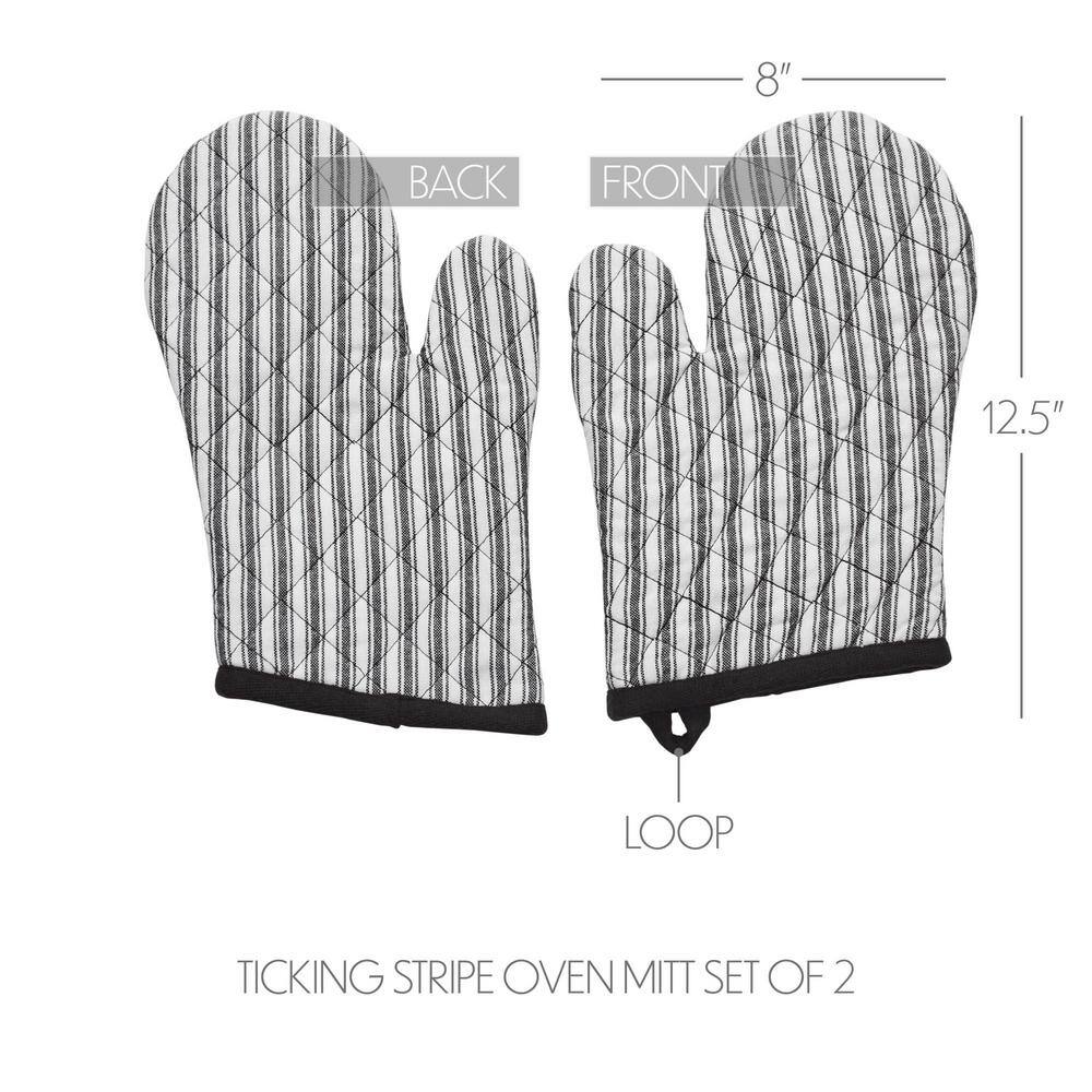Sawyer Mill Black Striped Cotton Oven Mitt Set