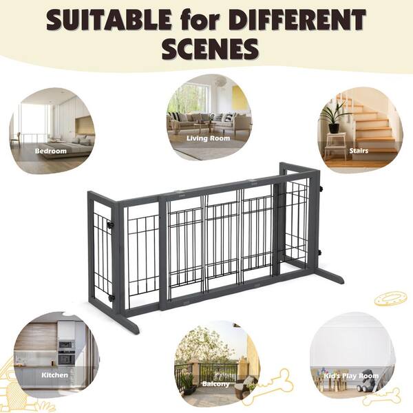 COZIWOW 38 in. W to 71 in. W Freestanding Pet Gate, Dog Gate
