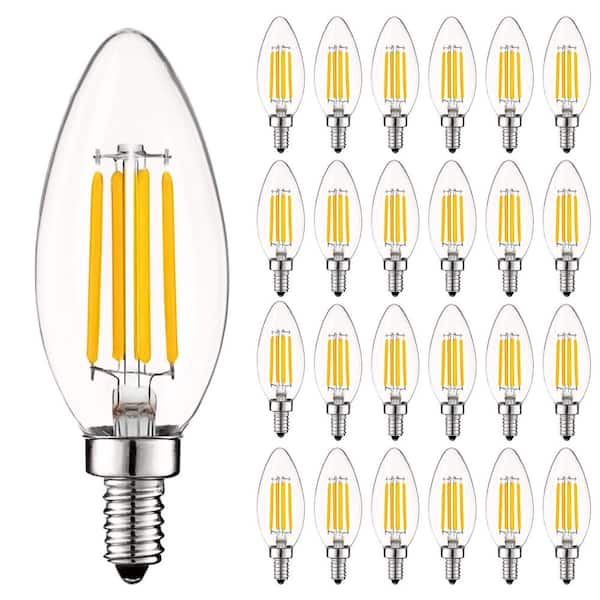 LUXRITE 60-Watt Equivalent B10 Dimmable Vintage Edison LED Light Bulb 5000K Bright White (24-Pack)