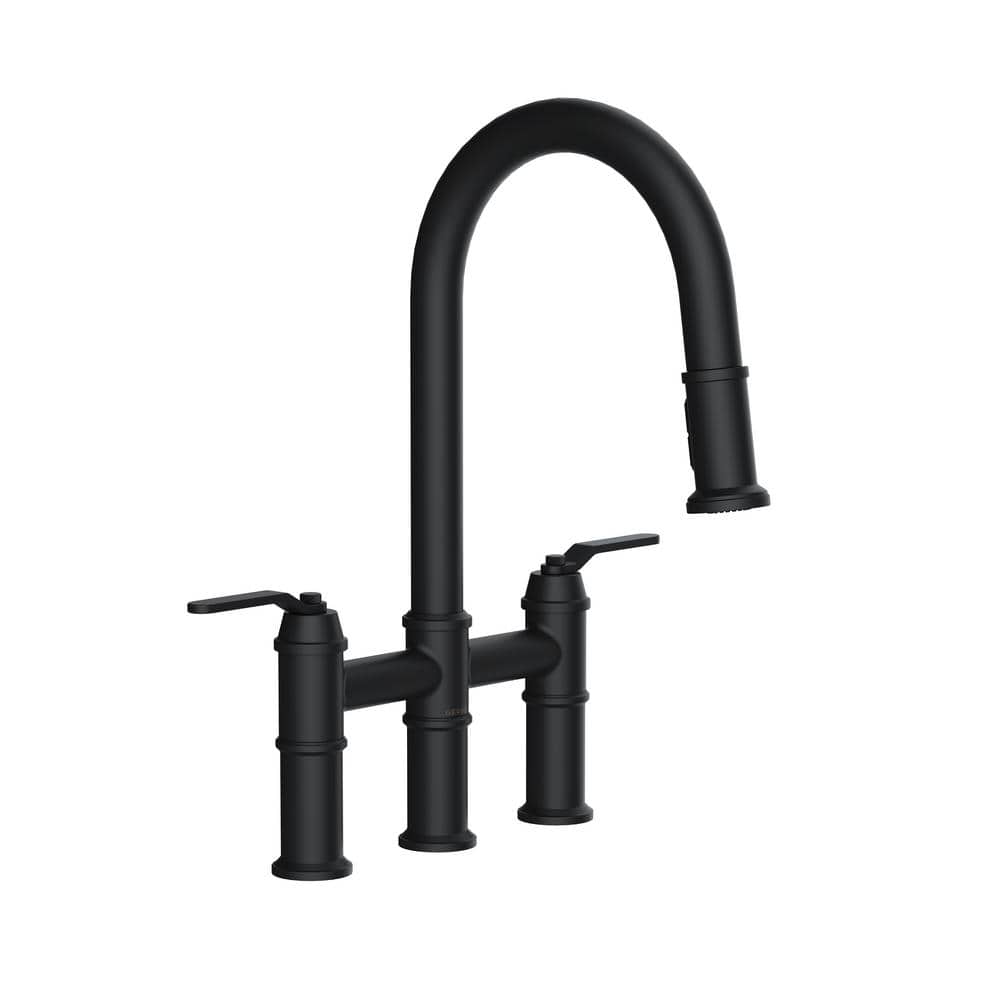 Gerber Kinzie Double Handle Pull Down Sprayer Bridge Kitchen Faucet 1.