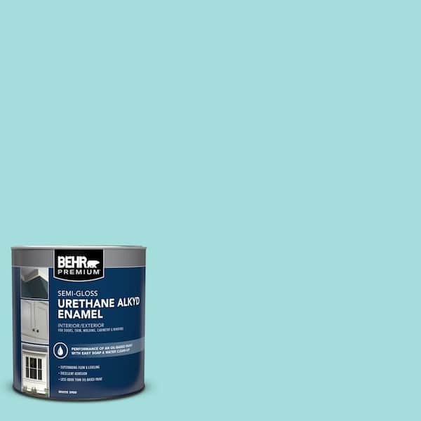 BEHR PREMIUM 1 qt. #500A-3 Aqua Spray Semi-Gloss Enamel Urethane Alkyd Interior/Exterior Paint