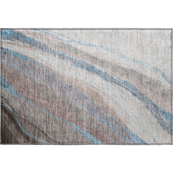 Mayfield Premium Machine Washable Abstract AMF2036 Brown 2 ft. x 3 ft. Accent Rug