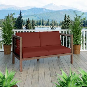 Wood Outdoor Loveseat with Terracotta Cushions