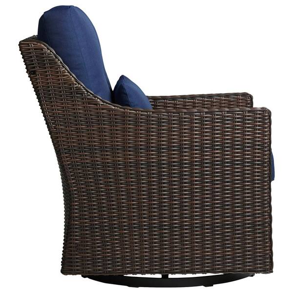 Spruce & Spring Thaddeus Brown Fabric Rocking Swivel Wicker