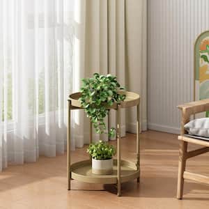 19.5 in. Outdoor Metal Plant Stand Holder Shelf (2-Tier) , Gold