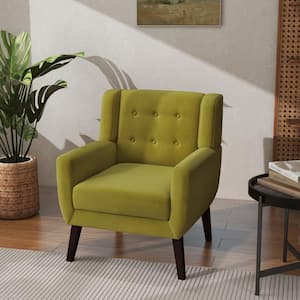 Green Velvet Upholstery Arm Chair (Set of 1)