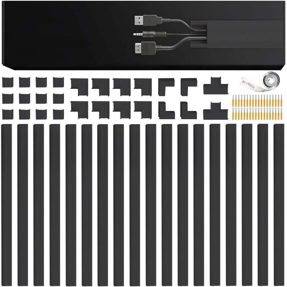 1.42 ft. Modern Cable Management Raceway, Connectors for Cord Cover (17 in. L x 0.95 in. W x 0.5 in. H), 18-Piece Black price history on PriceWatchPro