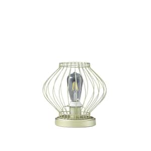 10 in. Gold Bedside Table Lamp with Gold Cage Shade