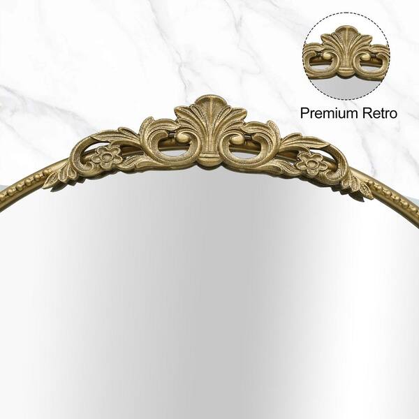 LuxHomez 24 in. W x 36 in. H Vintage Antique Gold Arched Ornate