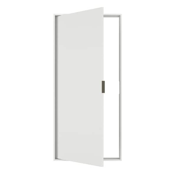 28 in. x 80 in. Unassembled Universal Swing White Finish Paint-Grade Plywood Flush Mount Hidden Panel Door Kit