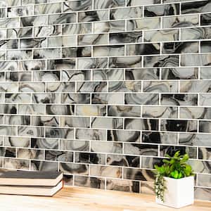 Midnight Agate Subway 12 in. x 12 in. Matte Glass Mesh-Mounted Mosaic Tile (10 sq. ft./Case)