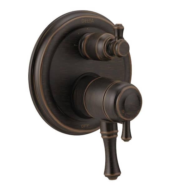 Delta Cassidy 2-Handle Wall-Mount Valve Trim Kit with 3-Setting Integrated Diverter in Venetian Bronze (Valve Not Included)