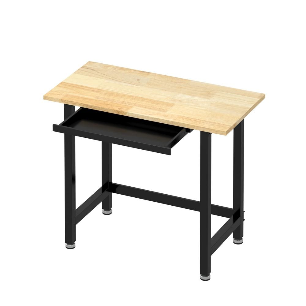 48 in. W x 24 in. D 1-Drawer Workbench Table with Rubber Wood Tabletop