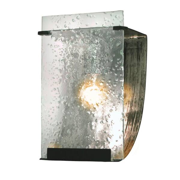 Varaluz Rain 1-Light Rainy Night Bath Vanity Light with Recycled Hand-Pressed Rain Glass