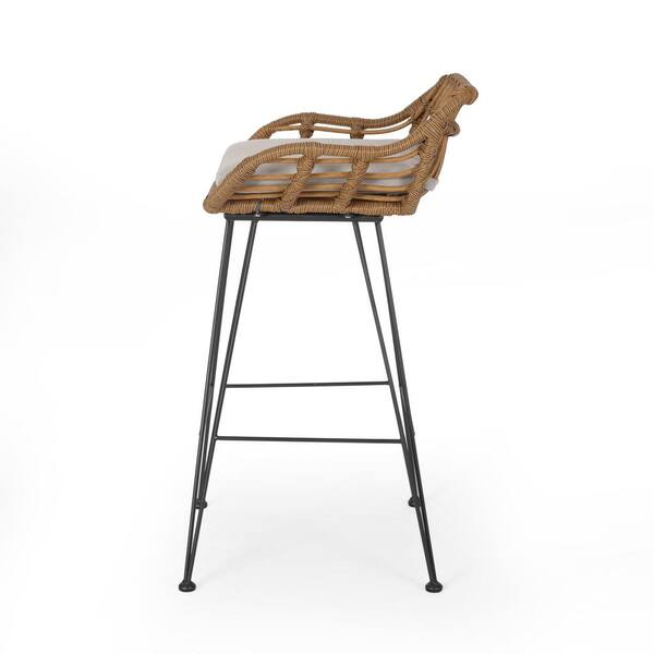 Drawer Tabouret Rotin, Dale Wicker Bar Stool With Cushion