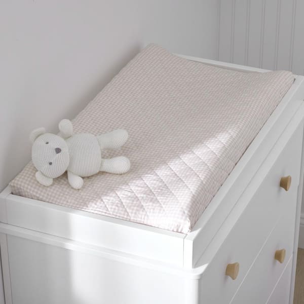 Company Kids Ditsy Gingham Quilted Organic Cotton Percale Bedroom Linen Changing Pad Cover