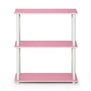 29.5 in. Pink/White Plastic 3-shelf Etagere Bookcase with Open Back