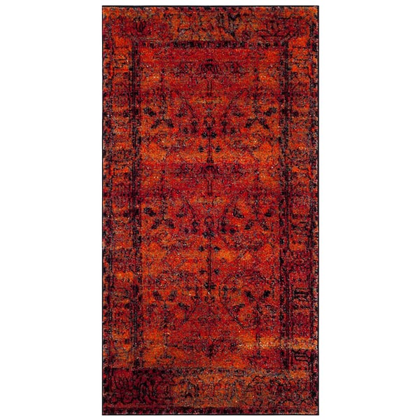 SAFAVIEH Vintage Hamadan Orange Doormat 3 ft. x 5 ft. Border Area Rug