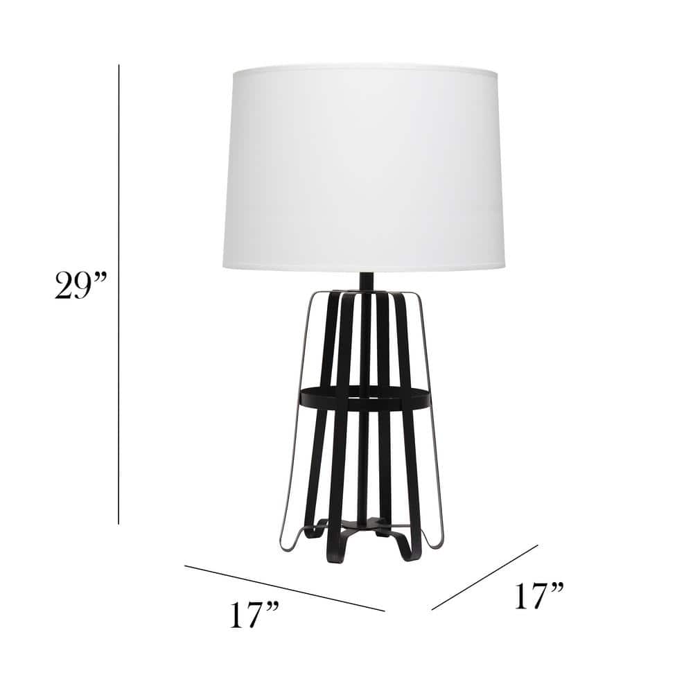 Adjustable Bronze Cage Table Lamp with White Shade