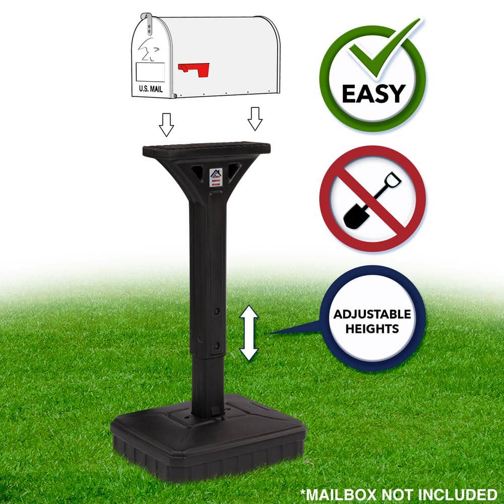 Black Heavy Duty Dig-Free Universal Mailbox Post