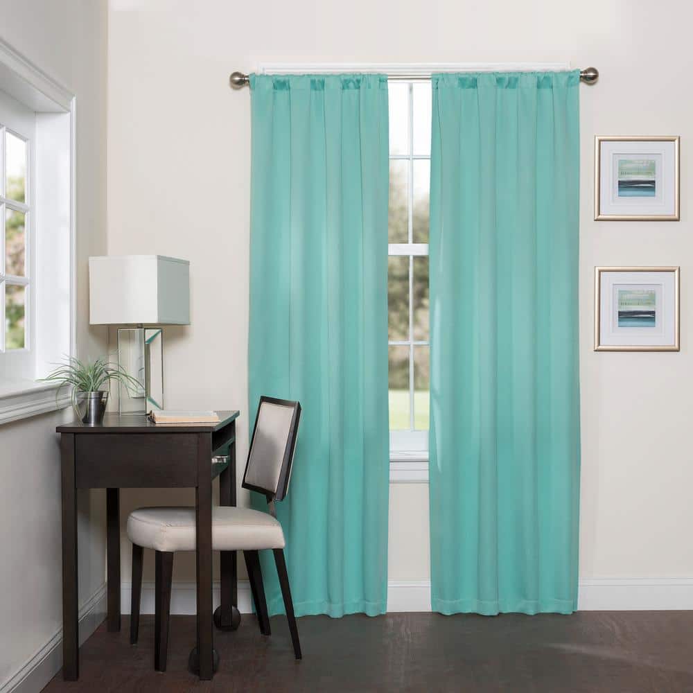Mint Polyester Blackout Rod Pocket Curtain Panel