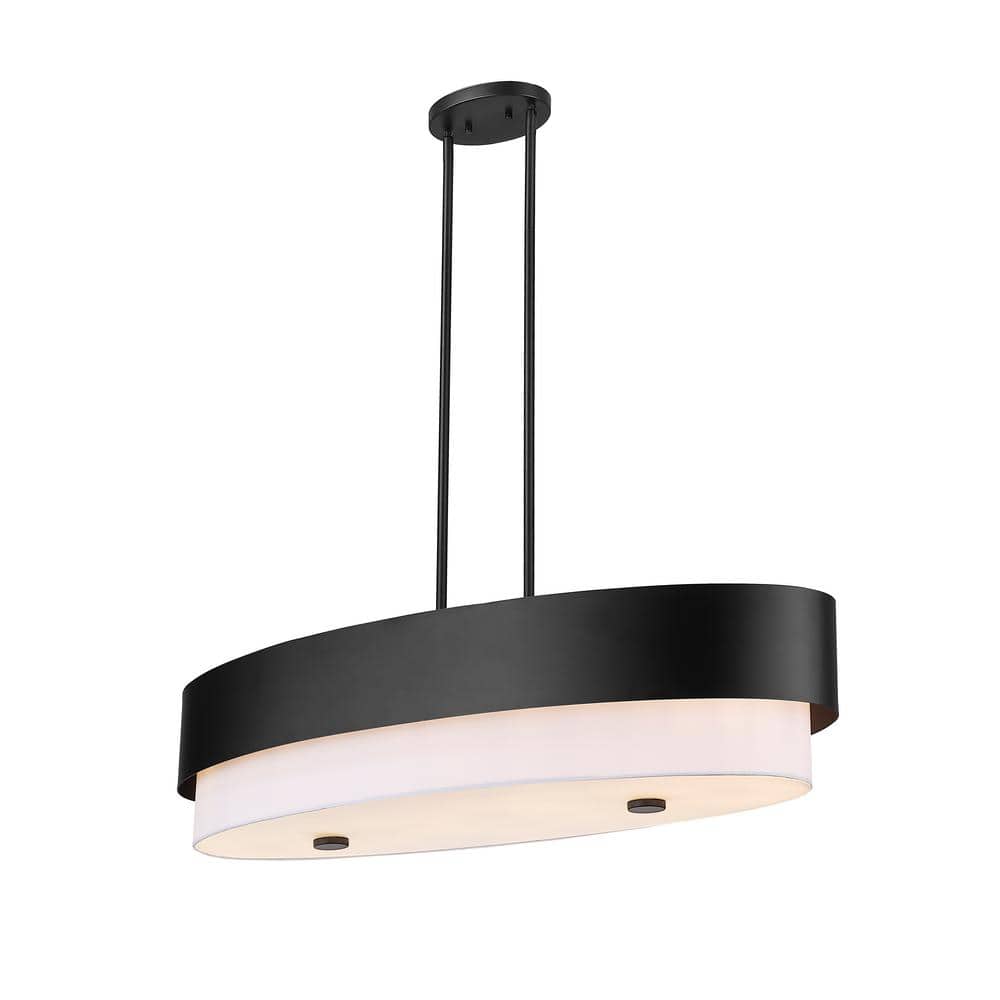 Counterpoint 5-Light Matte Black Island Chandelier Light with White Glass S