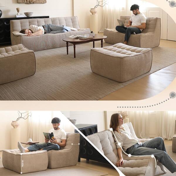 Magic Home Armless Linen Modular Square Sofa Fireside