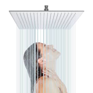 3-Spray Patterns with 2.5 GPM 16 in. Wall Mount Rain Fixed Shower Head in Brushed Nickel