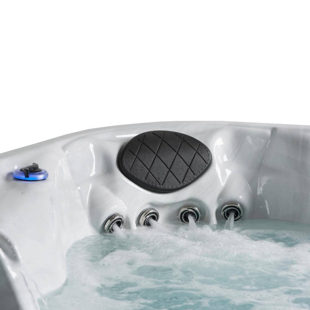 Amplified 100-Jet 6-Person Square Brown and White Hot Tub