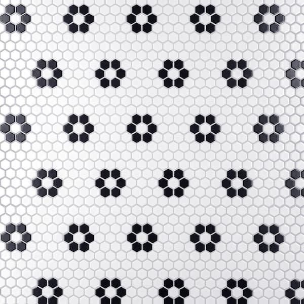 Merola Tile Metro Hex Matte White 10-1/4 in. x 11-7/8 in. x 5 mm Porcelain Mosaic Tile (8.65 sq. ft. /Case)