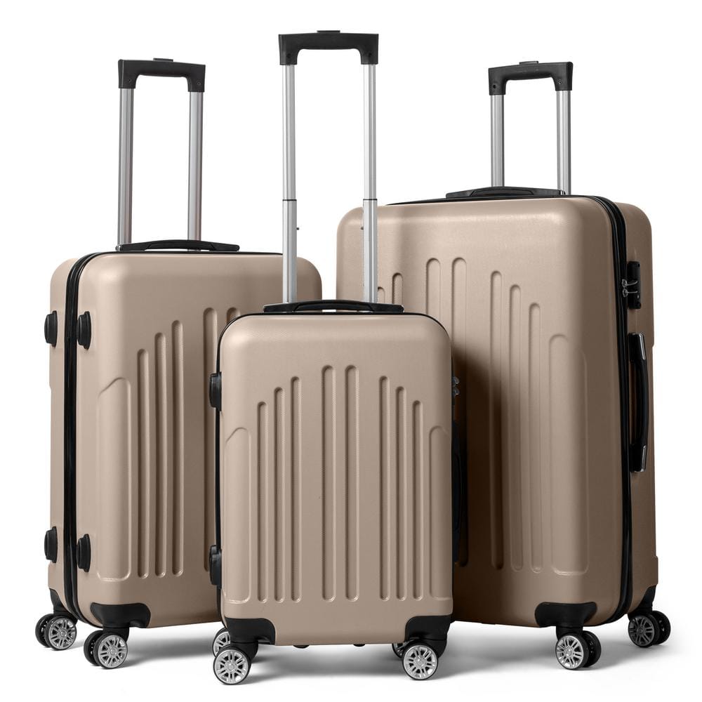 Karl home Nested Hardside Luggage Set in Gold, 3 Piece - TSA Compliant ...