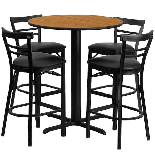 Carnegy Avenue 5-Piece Natural Top/Black Vinyl Seat Table and Chair Set
