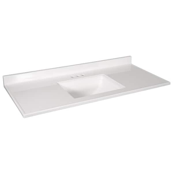 Design House Camilla 49 in. W x 22 in. D Cultured Marble White Rectangular Single Sink Bathroom Vanity Top in Solid White
