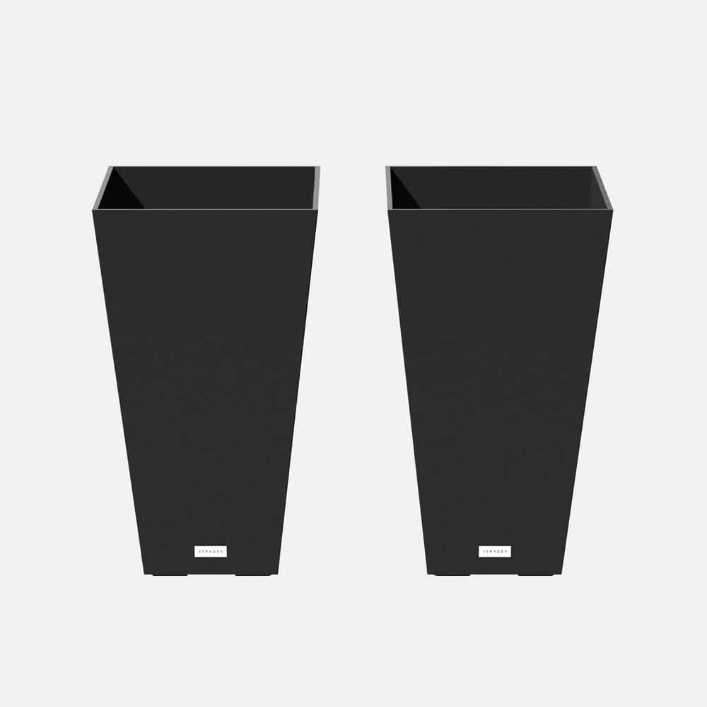 "Midland Medium Black Plastic Tapered Planter with Drainage Holes (13.5"" L x 13.5"" W x 24.25"" H) (2 Pack)" price history on PriceWatchPro