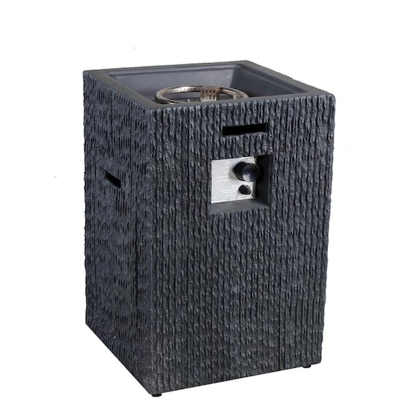 DIRECT WICKER Maxwell 19.6 in. x 29.1 in. Square Metal Outdoor Propane Black Fire Pit Table