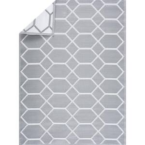 Miami Gray White 5 ft. X 7 ft. Reversible Recycled Plastic Indoor/Outdoor Floor Mat