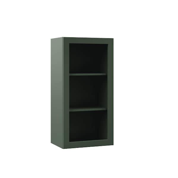Designer Series Melvern 18 in. W x 12 in. D x 36 in. H Assembled Shaker Open Shelf Wall Kitchen Cabinet in Forest
